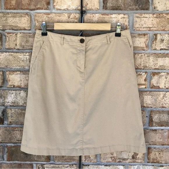 j.Jill Cotton Blend Stretchy Zipper/Button Pocket Over The Knee Khaki Skirt 8 P - Picture 3 of 9